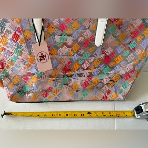 NWT JUICY by JUICY COUTURE Clear Logo Print Beach Tote Bag Purse Y2k - Picture 3 of 8